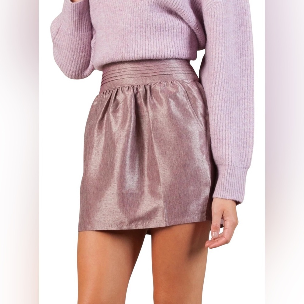 Lucca Couture Plum Metallic Mini Skirt Y2K Party Coquette Glam Women’s Size 4
